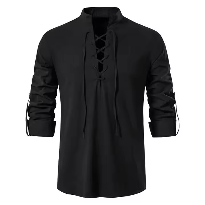 Nueva blusa informal para hombre, Tops de lino y algodón, camiseta de manga larga, camisas de Yoga Vintage con tapeta inclinada para primavera y otoño - 1