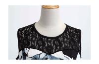 Lace patchwork summer women a line elegant vintage party dress with belt - details 28