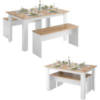 Mesa de comedor Sentio, antracita/roble dorado, 90 x 140 cm con 2 bancos - details 22