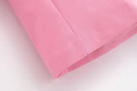 TRAFZA-Conjunto de 2 piezas rosa para mujer, chaqueta con solapa, manga larga, bolsillo, con cordones, Top + pantalones de pierna ancha con cremallera de cintura alta - details 11