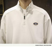 Camisa deportiva informal elegante para hombre, polo holgado con cuello de media cremallera - details 12