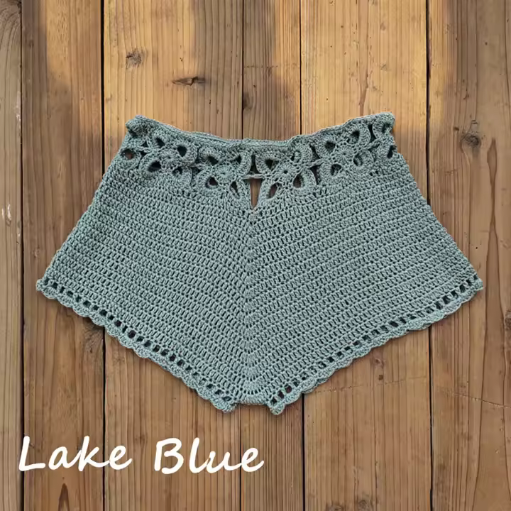 Pantalones cortos de baño con recortes de ganchillo para mujer, traje de baño, pantalones cortos de playa con cordón, bañadores de baño - 1