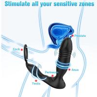 Vibrador de juguete sexual anal con anillo para pene grueso, 3 * 10 vibradores anales masajeadores de próstata telescópicos y vibratorios, tapón anal con forma de consolador de silicona, juguete gay para hombres, masturbación, control por aplicación - details 1