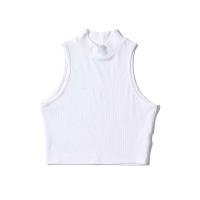 Verano negro mujer moda Crop Top cuello alto blanco sin mangas camisetas sin mangas 5 colores - details 9