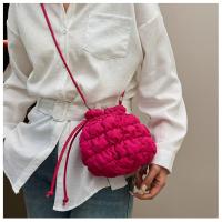 Dulce bolso de cubo con cordón de estilo coreano, bolso de rejilla, pequeño bolso cruzado, bolso para teléfono móvil, bolso de hombro de nailon de Color sólido, viaje - details 23