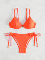 Nuevo traje de baño sexy con espalda descubierta y soporte de acero dividido de Yiyong, bikini con cordones de color sólido para mujer - details 42