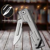 Cuchillo Plegable De Acero Inoxidable Con Llavero Cuchillo De Bolsillo Quirúrgico Con Hoja Reemplazable Kit De Cuchillo Para Manualidades - details 5