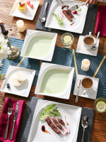 MALACASA-Juego de cena de porcelana Monica de 30 piezas, 6 tazas, platillos, platos de cena, sopa, postre, vajilla para 6 personas - details 5