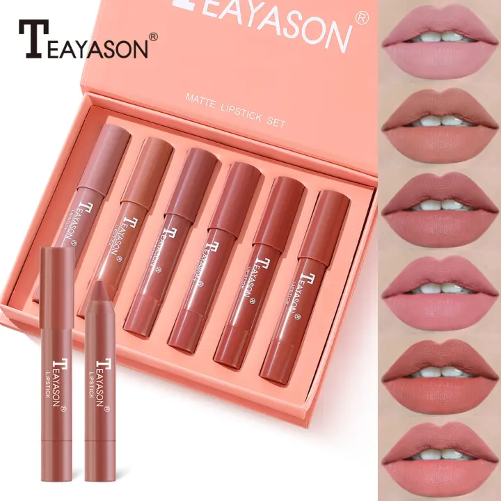 Set de Labiales Mate No Pega Caja de Regalo de 6 Colores Labial de Gran Rojo - 1