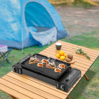 Cncest Estufa de Butano Portátil con Doble Quemador Placa de Horneado para BBQ con Pintura Antideslizante - details 13