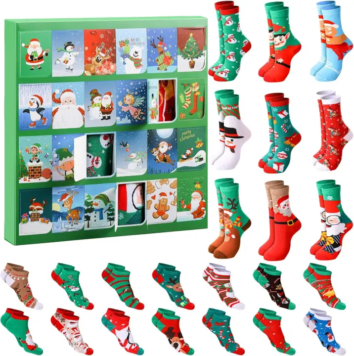 Calendario de Aventes Unisex Juego de 24 Pares de Calcetines Navideños - 1