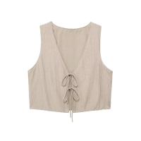 BUNO-traje de falda para mujer, Tops sin mangas con lazo y cuello en V, faldas Midi con cordón, Conjuntos Casuales de alta calle, moda - details 5