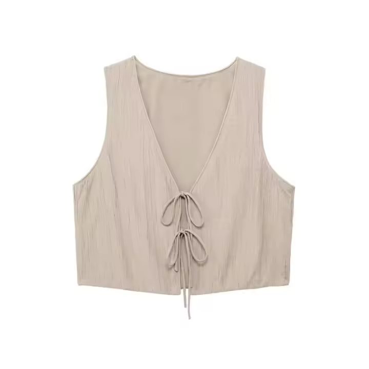 BUNO-traje de falda para mujer, Tops sin mangas con lazo y cuello en V, faldas Midi con cordón, Conjuntos Casuales de alta calle, moda - 1
