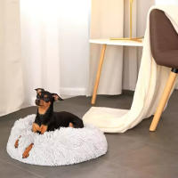 Cama para perro, cesta para perro, cama para gato, donut, redondo, 40 cm, gris Perrera de felpa para mascotas, cálida perrera, colchoneta para perros - details 3