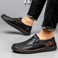 Zapatos De Cuero Hechos a Mano Para Hombre Mocasines Casuales Cómodos Zapatos Planos Para Exterior Caminar Talla Verdadera Para Adultos - details 13