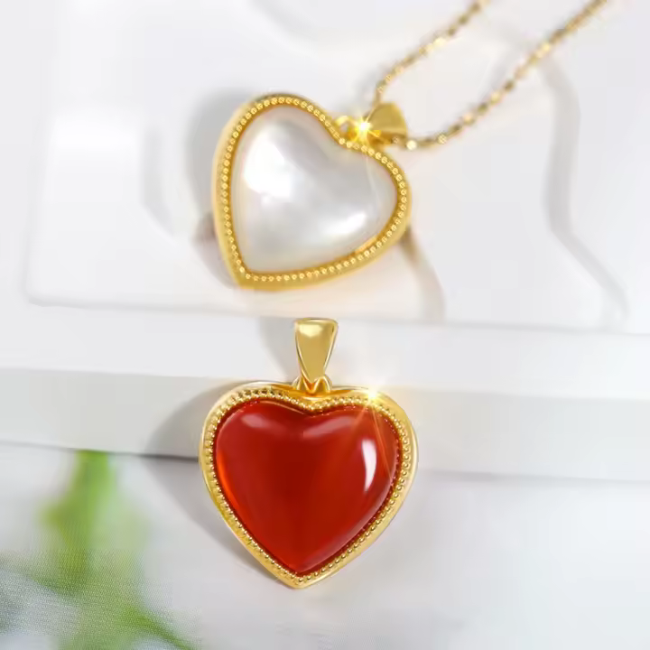 Colgante de Pulsera de Oro 18K 5D Genuino Diseño de Corazón Rojo Joyería de Alta Calidad - 1