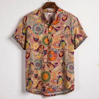 Camisa de manga corta con estampado floral para hombre, Camisa ajustada de gran tamaño con solapa, novedad de verano, 2019 - details 0