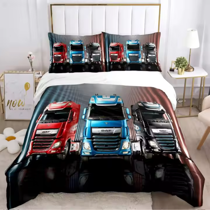 Funda de Edredón de 3D DAF Camión Casal Cubierta de Cama Suave para Todo la Temporada - 1