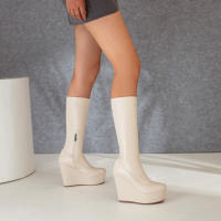 Botas ajustadas de tacón alto para mujer, botines de moda con cremallera lateral y cabeza redonda, manga media, Otoño/Invierno, 2025 - details 4