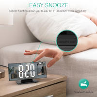 Reloj despertador Digital LED con proyección 3D, pantalla de repetición, temperatura, Brillo automático, cabecera de dormitorio, Gif para el hogar - details 2