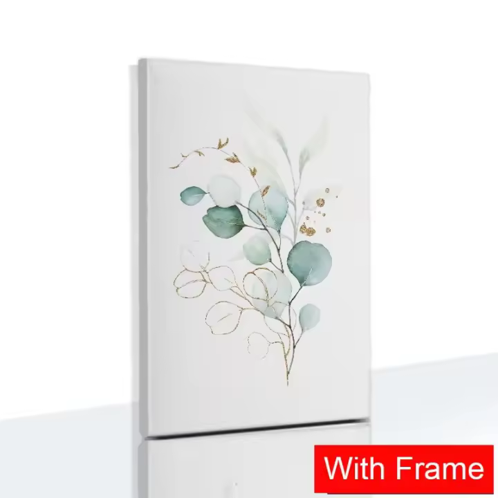Pintura Nórdica de Arte de Pared en Lienzo JUBEER con Marco Posters de Hojas de Plantas Minimalistas Pictras para Decoración del Hogar - 1