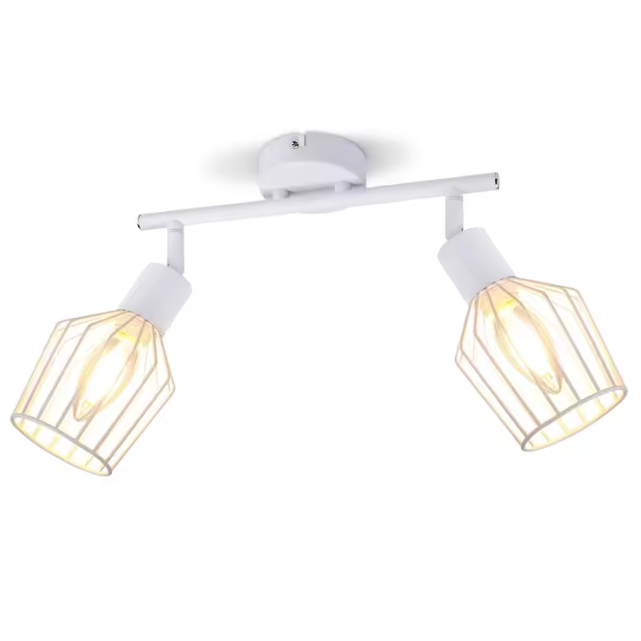 CBJKTX 2 Focos de Techo E14 - Metal 350 °   Lámpara de pared giratoria industrial para pasillo y sala de estar, color blanco - 1
