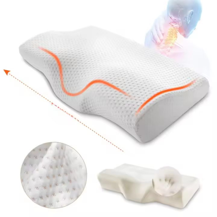 Almohada ortopédica de espuma viscoelástica de 60x35cm, almohadas suaves de rebote lento con memoria, forma de mariposa, relaja el Cervical para adultos - 1