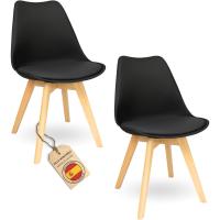 Sillas de Comedor Nórdicas con Respaldo Ergonómico |   Sillas de Cocina con Madera de Haya Maciza con Tela Anti Manchas de Polipiel (2, Gris) - details 10
