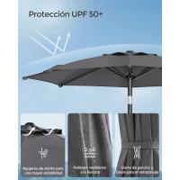 Sombrilla de Jardín 300 cm, UPF 50+, Parasol, 30 ° de Inclinación en dos Direcciones, con , para Patio, Terraza, , Piscina, sin Base, Beige GPU30BE - details 79