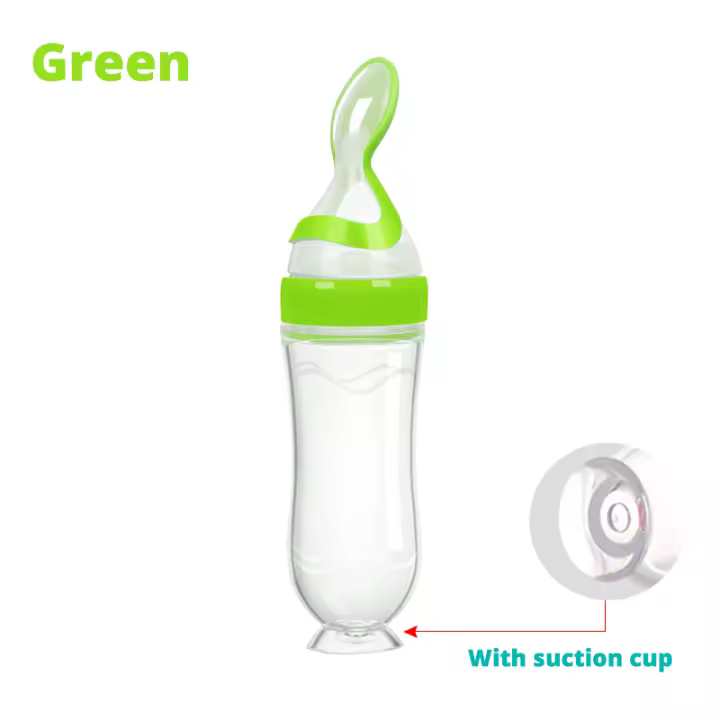 Botella de Alimentación para Bebés SLAIXIU Cuchara de Leche para Entrenamiento Complemento Alimenticio Material de Silicona Estilo de Botella de Cuello Ancho - 1