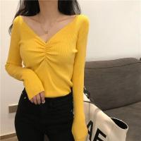 2025 suéter Sexy con cuello en V para mujer, Jersey de punto de otoño, Jersey elegante suave coreano ajustado de manga larga para mujer, Top básico nuevo de invierno - details 23