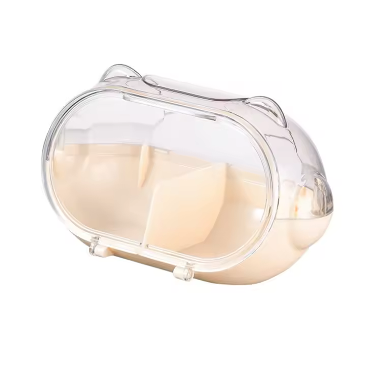 Estante de almacenamiento de esponjas en polvo de dibujos animados, estuche de maquillaje cosmético vacío con forma de oreja de gato, estante de huevo de belleza bonito sellable de gran capacidad - 1