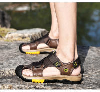 Casual Men Outdoor Sandals Summer Breathable Flat Sole Beach Shoes Comfort Soft Walking Hiking Sandals Athletic Male Shoes 2024 - details 12
