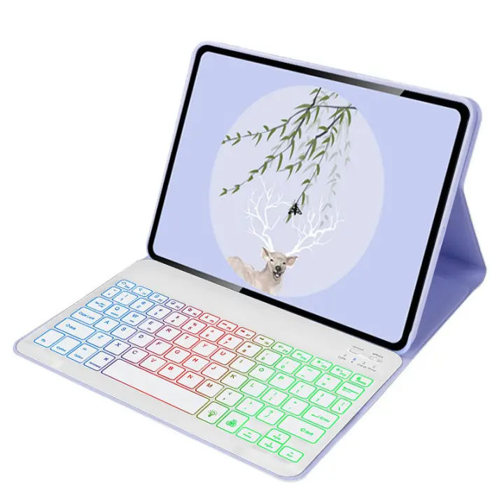 Funda de teclado para Redmi Pad SE, 11 pulgadas, 202, arcoíris, retroiluminación, teclado inalámbrico para Xiaomi, funda para tableta - 1