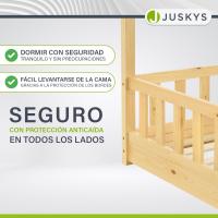 Cama Infantil 80 x 160 cm con protección anticaída, Cama casa de Madera Maciza para niños - Cama en Color Rosado - details 20