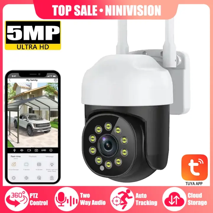 Cámara de Seguridad IP 5MP Impermeable Seguridad de Hogar Inteligente con Rastreo de Movimiento - 1