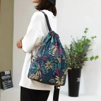 Mochila de moda para mujer, mochila de viaje informal de gran capacidad, ligera, estampada, con cordón y bolsillo - details 1