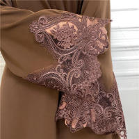 Vestido largo musulmán Abaya Jilbab para mujer, caftán de flores con cremallera de encaje, moda de Color sólido, Abayas de Dubai - details 17