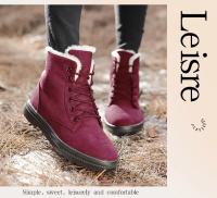 Botas de nieve cálidas antideslizantes para mujer, botines impermeables al aire libre, zapatos de senderismo de piel, zapatillas de felpa con cordones, Invierno - details 9