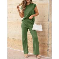 2025 Conjunto informal de punto para mujer: suéter de punto sin mangas + conjunto de dos piezas con pantalones de pierna ancha - details 8