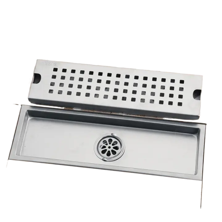 Colector de pelo para ducha, rejilla rectangular de drenaje para suelo de ducha, placa larga de ducha de baño de 20/30/40/50cm, extraíble montada en el suelo - 1