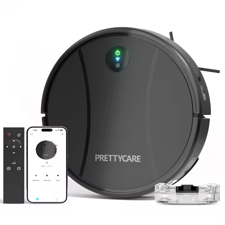 PrettyCare-Robot Aspirador C2, Fregona, Aspira y Barre al mismo tiempo, 4000Pa, Autonomía de 150 Minutos, aplicación/remoto/control - 1