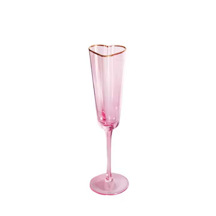 Juego de Copas de Vino en Forma de Corazón de Phnom Penh Cristalería de Champán con Patrón de Martillo Vasos para Jugo Goblets - 1