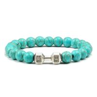 Brazalete Vintage para hombre, colgante con mancuerna de cuentas de piedra Natural, pulsera de hilo elástico para regalo de amigo, superventas - details 13