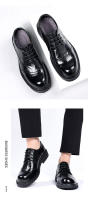 Zapatos de cuero de cabeza grande de suela gruesa zapatos casuales de negocios para hombres zapatos derby de piel de vaca de primera capa británicos zapatos de cuero para hombres rayados a mano - details 8