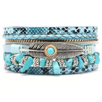 Pulsera Vintage de Pluma y Cuero con Turquesa Joyería y Bisutería para Mujeres - details 3