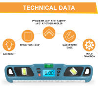 Inclinómetro Digital de nivel de espíritu, regla de escala Horizontal, transportador electrónico de pantalla LED, herramientas de medición de Base magnética - details 20