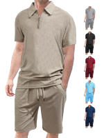 Hombre verano casual toalla suelta jacquard cremallera puerta digan hombre manga corta Polo - details 2