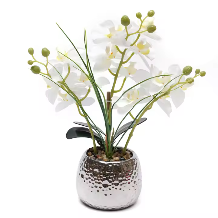 Orquídeas artificiales Phalenopsis, orquídeas artificiales en maceta, altura de 39 cm, flores artificiales decorativas - 1