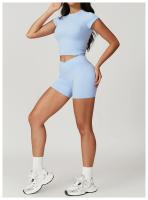 Ropa deportiva de alta resistencia de secado rápido de manga corta Yoga Tre de color sólido - details 13